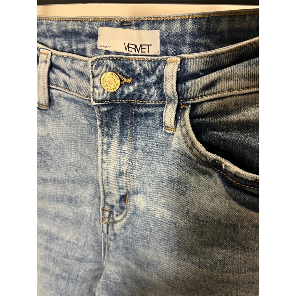 VERVET Distressed Light Wash High Rise Straight Leg Denim Size 27 - Picture 2 of 4